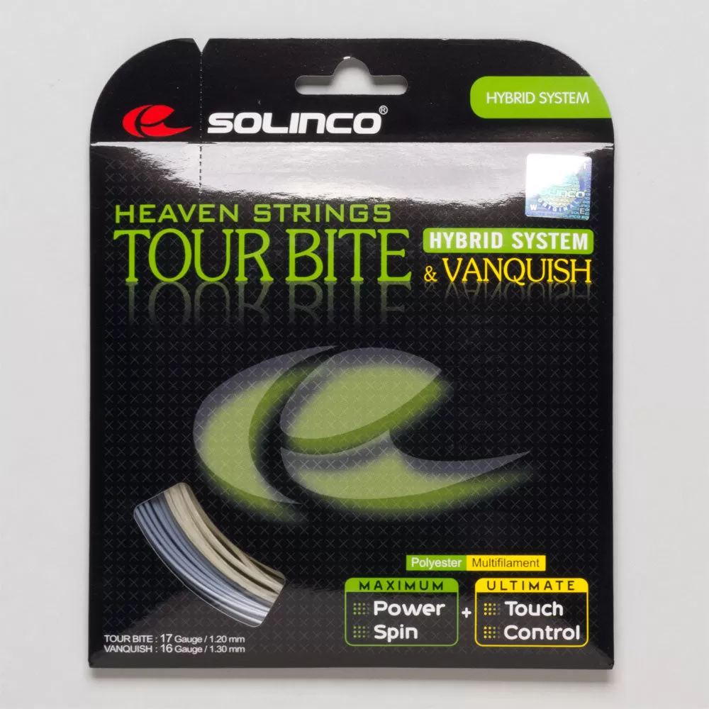 Solinco Tour Bite 17 + Vanquish 16 Hybrid 1 Solinco Tour Bite 17 + Vanquish 16 Hybrid