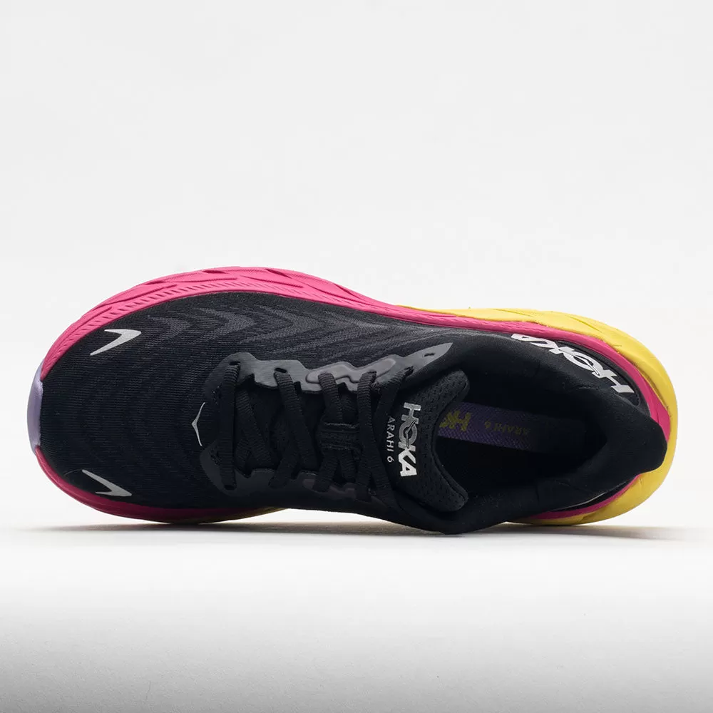 HOKA Arahi 6 Women's Black/Pink Yarrow 3 HOKA Arahi 6 Women's Black/Pink Yarrow - Image 3