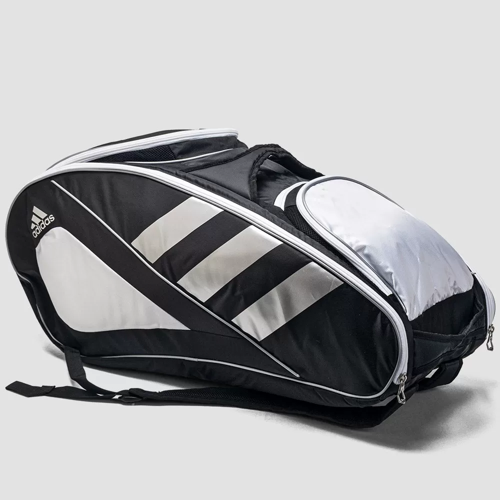 Adidas Tour Tennis 12 Racquet Bag Black/White/Silver 2 Adidas Tour Tennis 12 Racquet Bag Black/White/Silver - Image 2