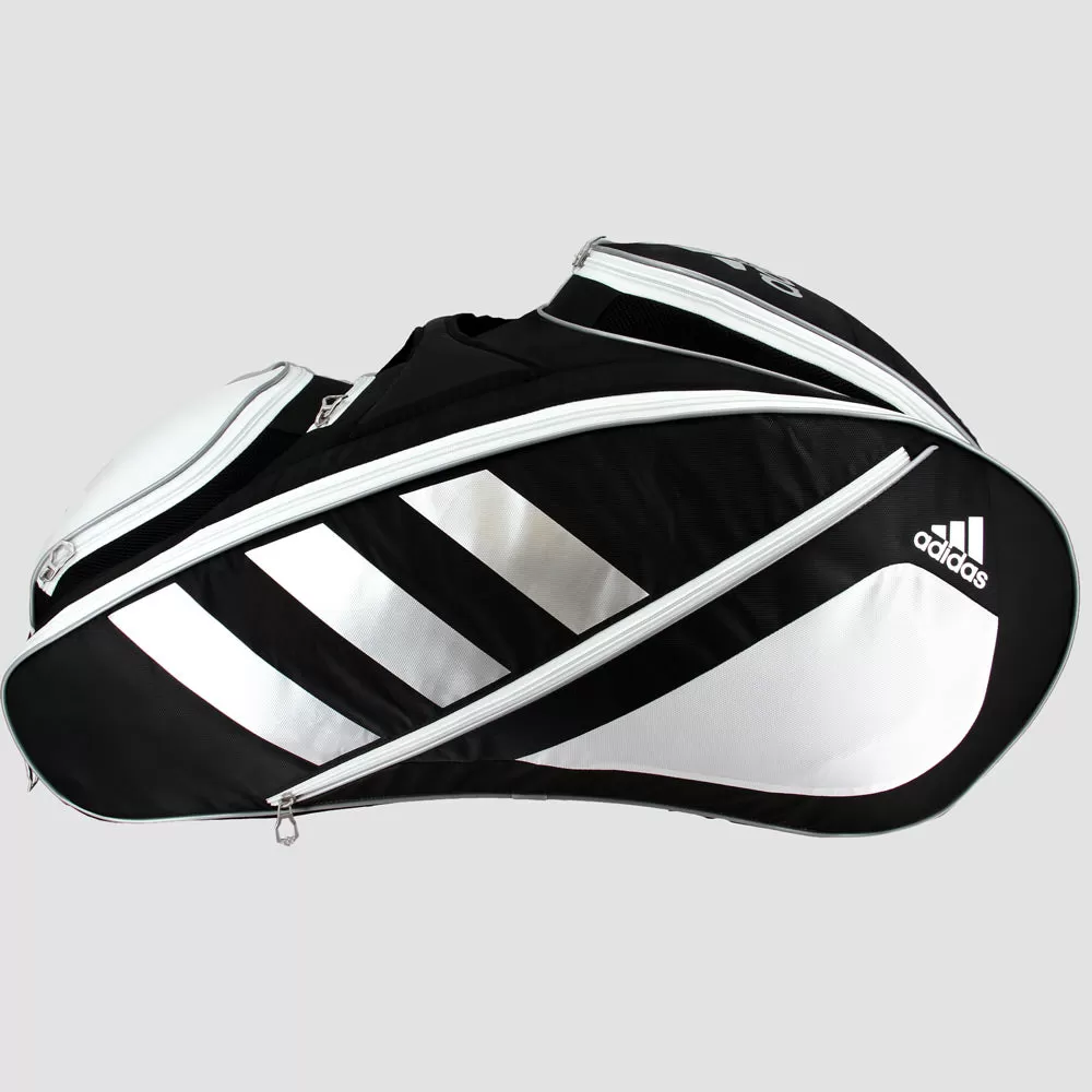 Adidas Tour Tennis 12 Racquet Bag Black/White/Silver 4 Adidas Tour Tennis 12 Racquet Bag Black/White/Silver - Image 4