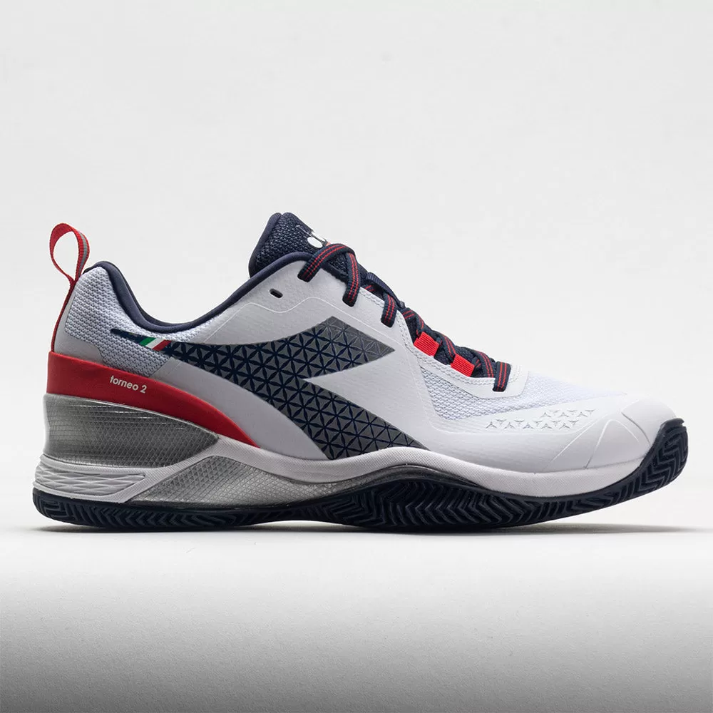 Diadora Blushield Torneo 2 Clay Men's White/Corsair/Fiery Red 1 Diadora Blushield Torneo 2 Clay Men's White/Corsair/Fiery Red