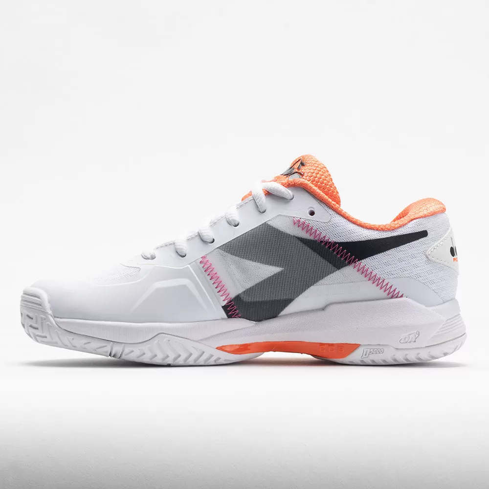 Diadora Trofeo AG Pickleball Women's White/Black/Vermillion Orange 2 Diadora Trofeo AG Pickleball Women's White/Black/Vermillion Orange - Image 2