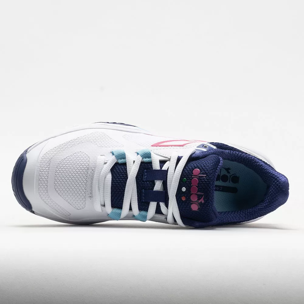 Diadora Trofeo 2 AG Pickleball Women's White/Blueprint/Pink Yarrow 3 Diadora Trofeo 2 AG Pickleball Women's White/Blueprint/Pink Yarrow - Image 3